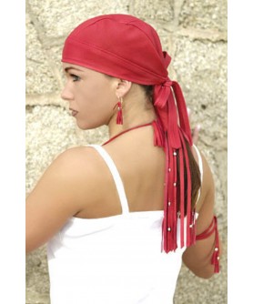 Leather Fringed Lace Headwrap with Beads