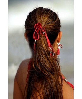 Beaded Leather Lace Hair Tie 